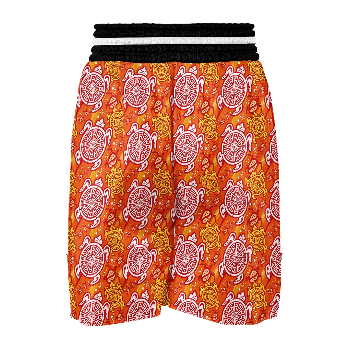 Sea Turtle Hawaiian Orange Pattern Print Boxing Shorts-grizzshop