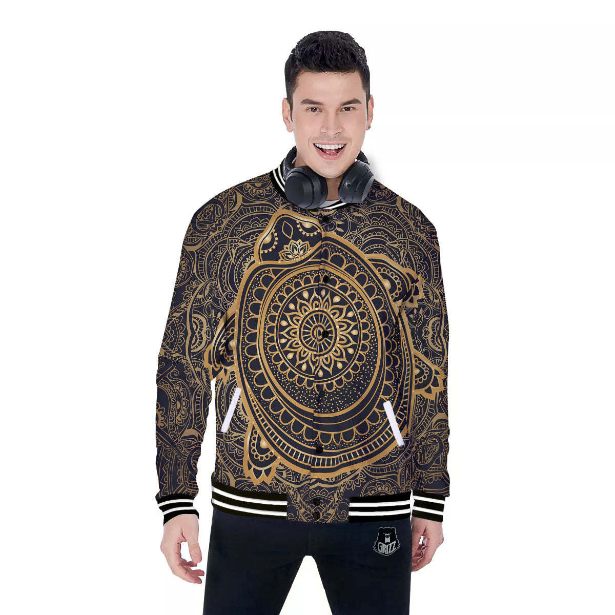 Sea Turtle Native Bohemian Print Baseball Jacket-grizzshop