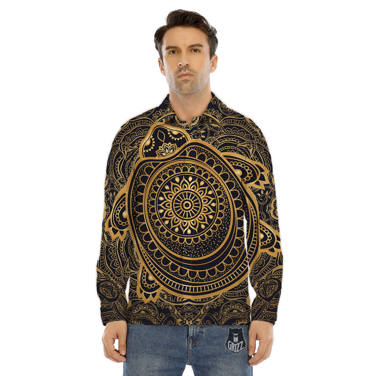 Sea Turtle Native Bohemian Print Men's Dress Shirts-grizzshop
