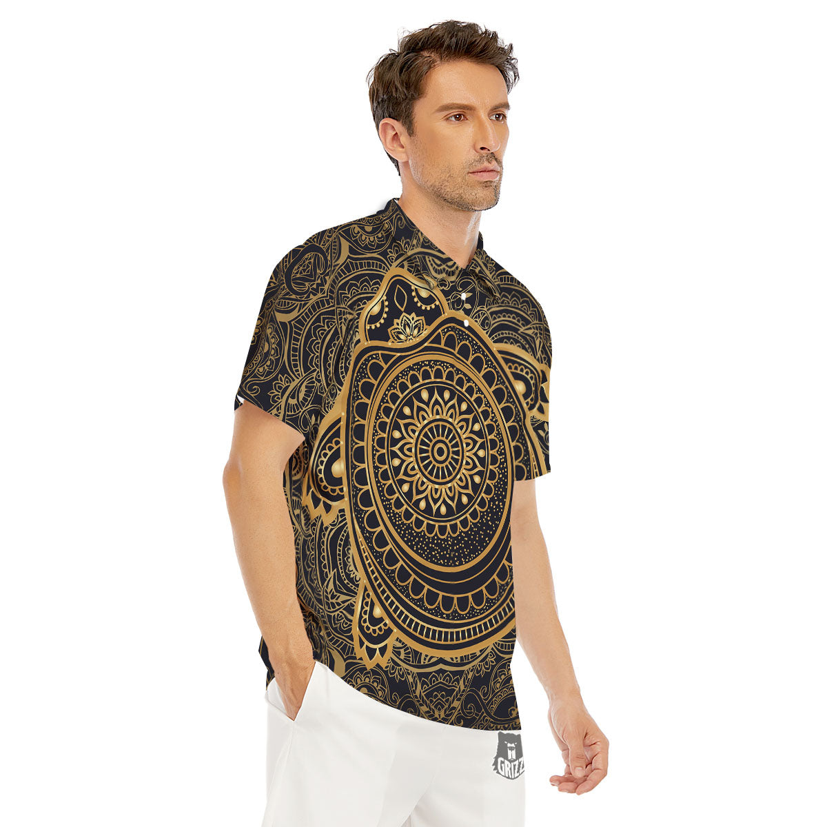 Sea Turtle Native Bohemian Print Men's Golf Shirts-grizzshop