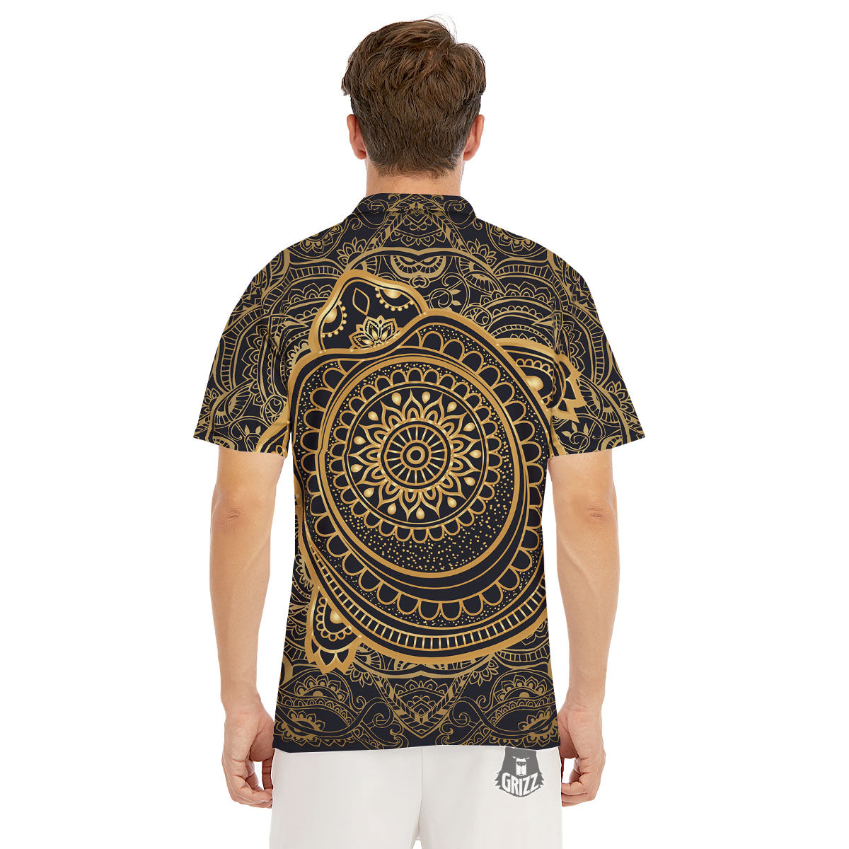 Sea Turtle Native Bohemian Print Men's Golf Shirts-grizzshop