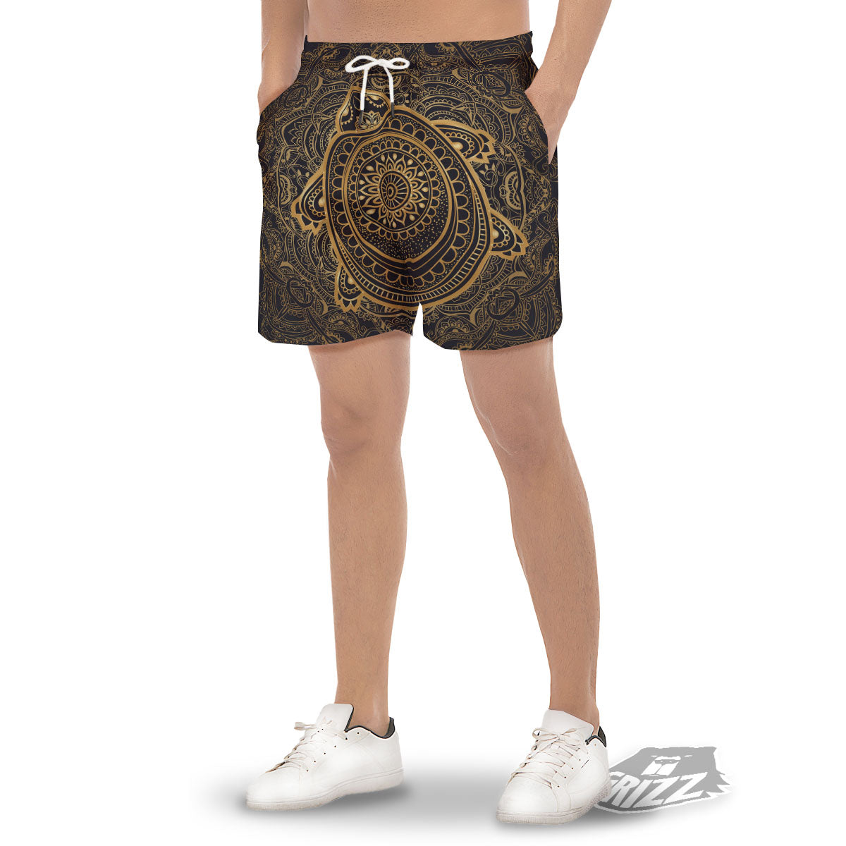 Sea Turtle Native Bohemian Print Men's Gym Shorts-grizzshop