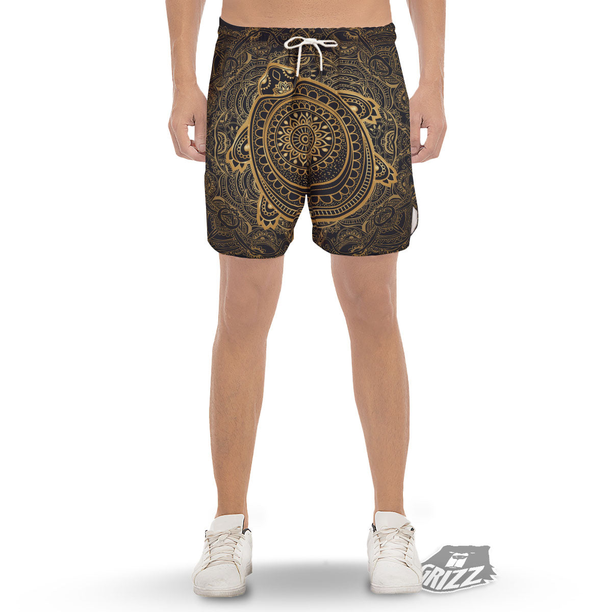 Sea Turtle Native Bohemian Print Men's Gym Shorts-grizzshop