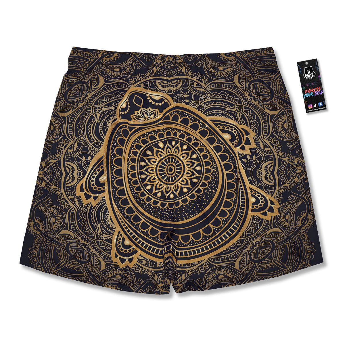 Sea Turtle Native Bohemian Print Men's Running Shorts-grizzshop