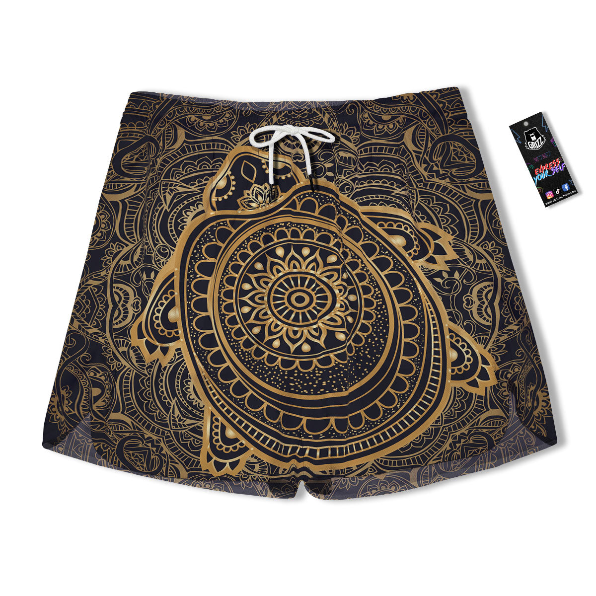 Sea Turtle Native Bohemian Print Men's Running Shorts-grizzshop