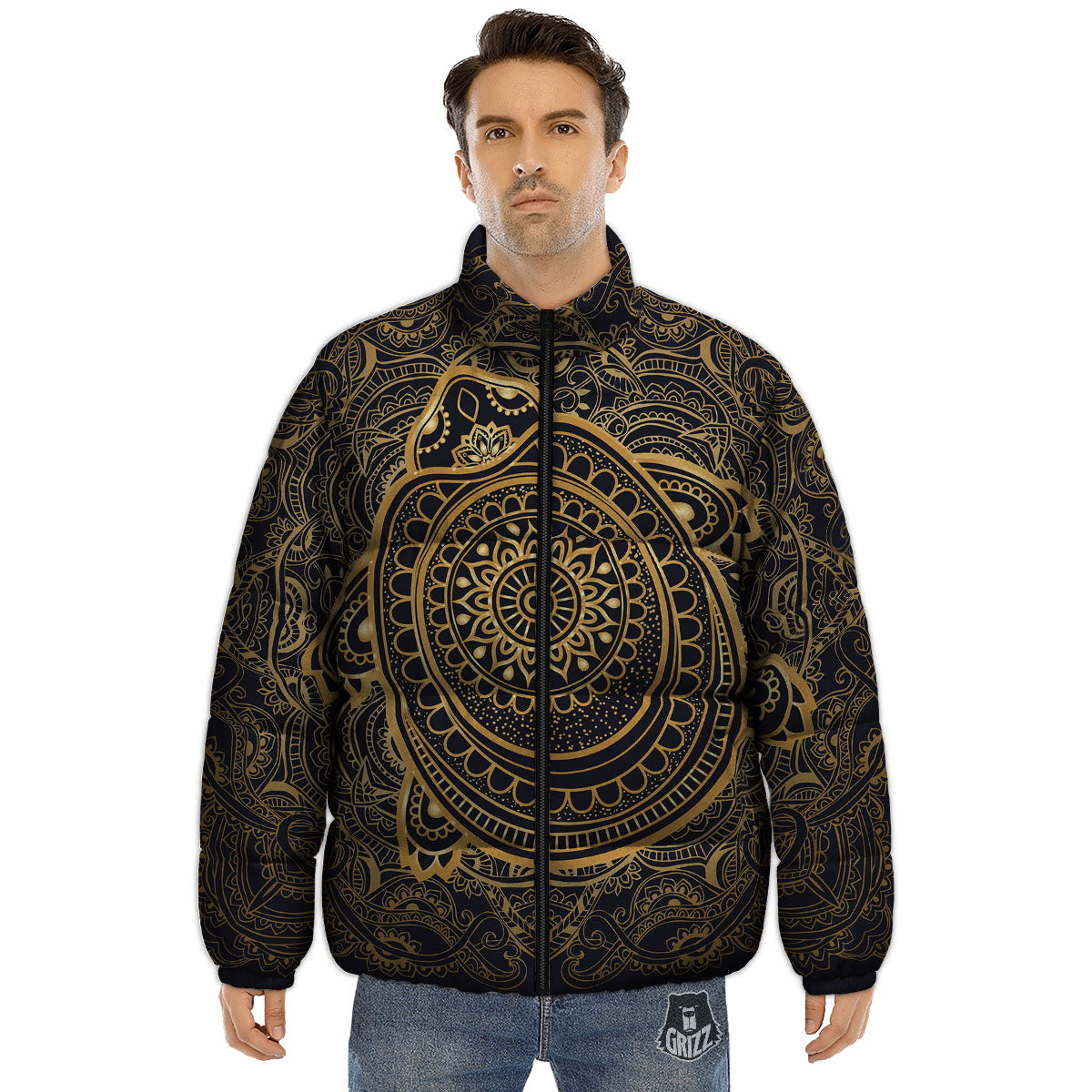 Sea Turtle Native Bohemian Print Puffer Jacket-grizzshop