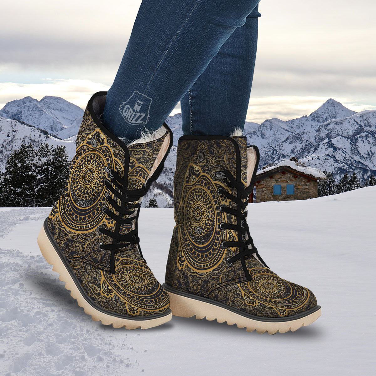 Sea Turtle Native Bohemian Print Snow Boots-grizzshop