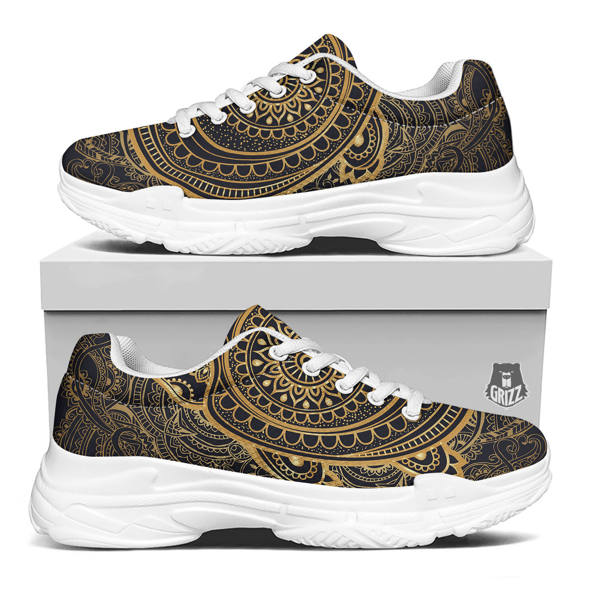 Sea Turtle Native Bohemian Print White Chunky Shoes-grizzshop
