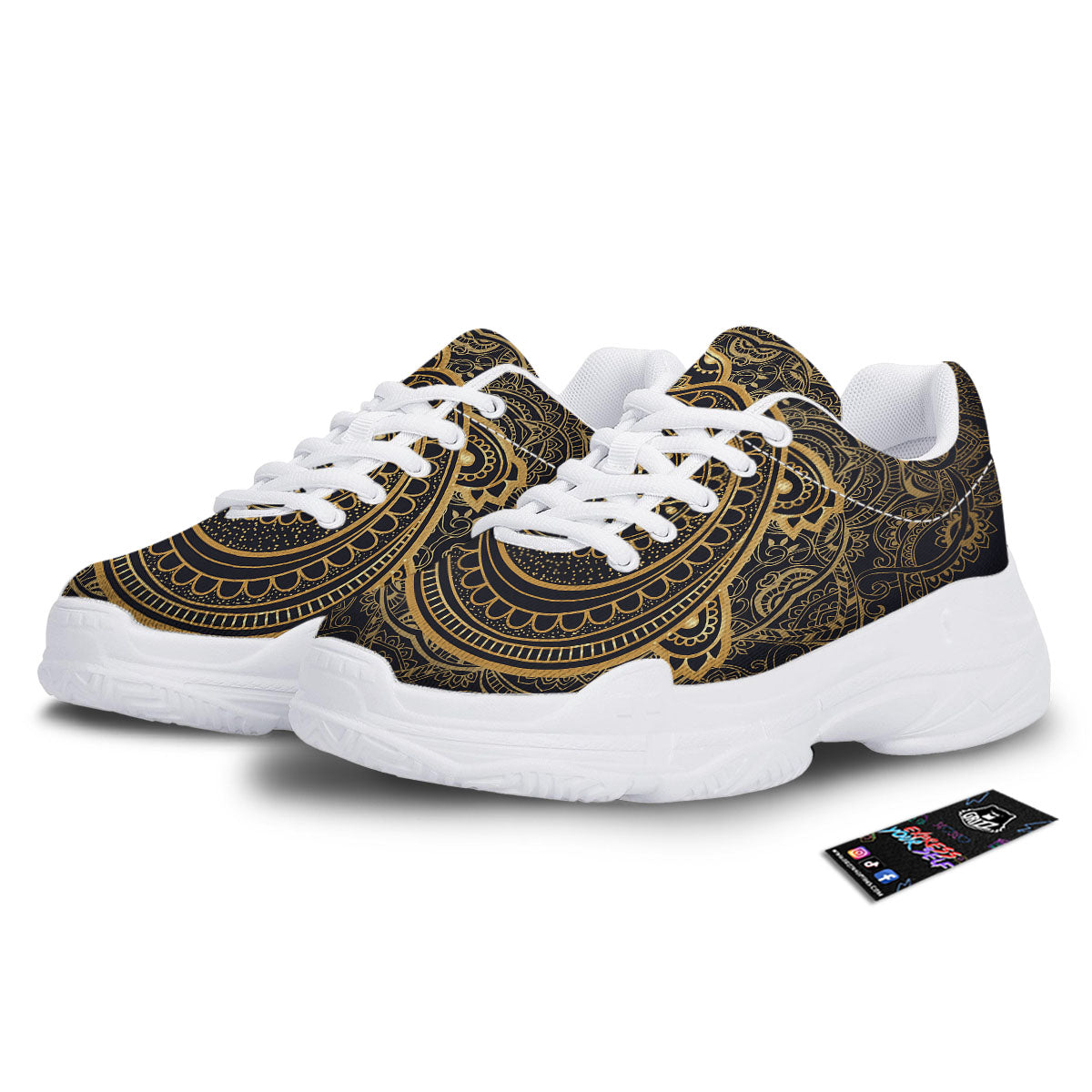 Sea Turtle Native Bohemian Print White Chunky Shoes-grizzshop