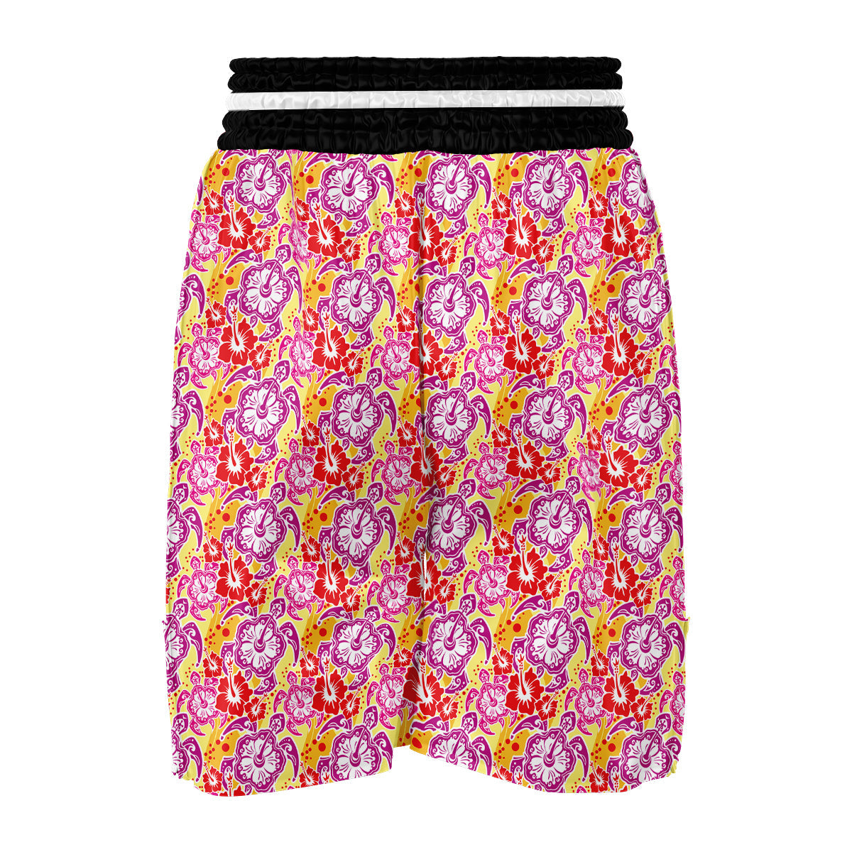 Sea Turtle Red Hibiscus Hawaiian Pattern Print Boxing Shorts-grizzshop