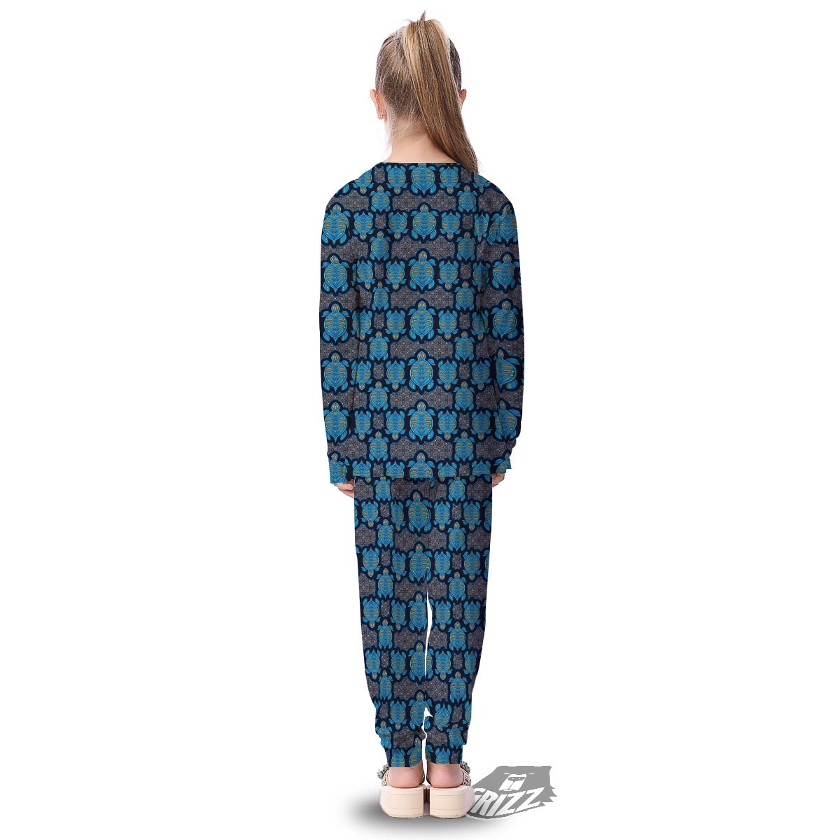 Sea Turtle Retro Print Pattern Kid's Pajamas-grizzshop