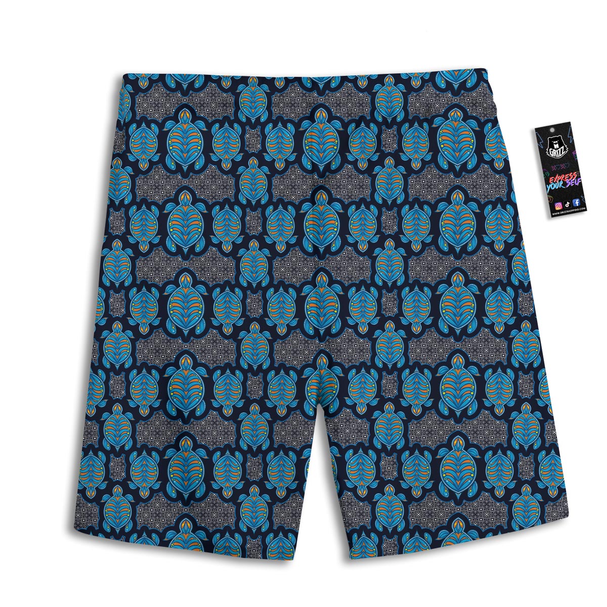Sea Turtle Retro Print Pattern Men's Athletic Shorts