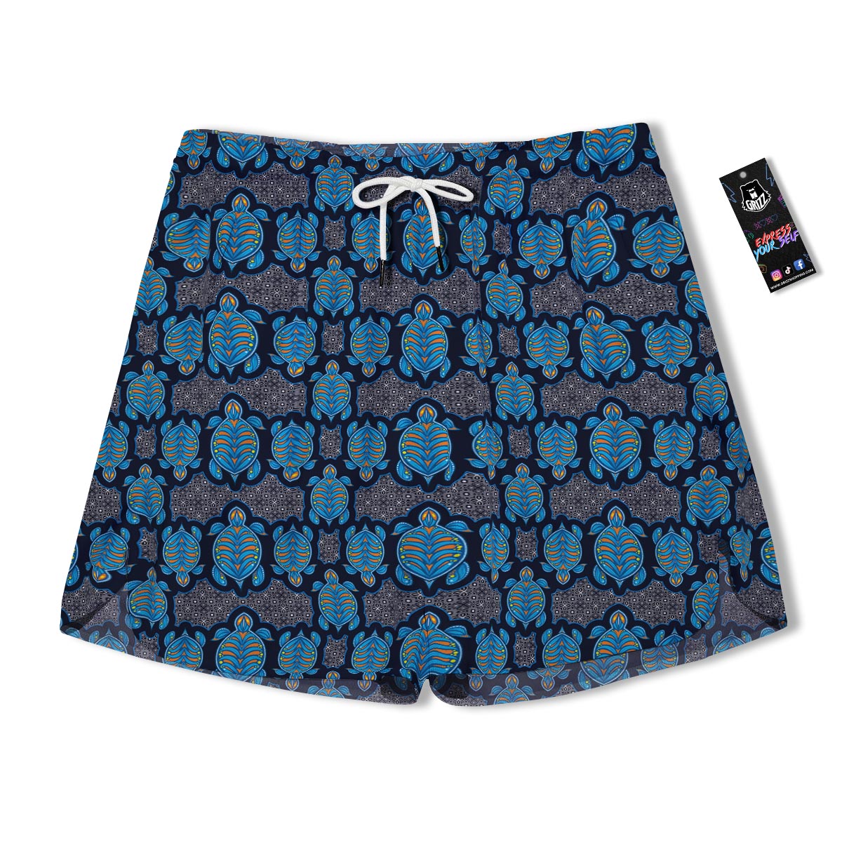 Sea Turtle Retro Print Pattern Men's Running Shorts-grizzshop
