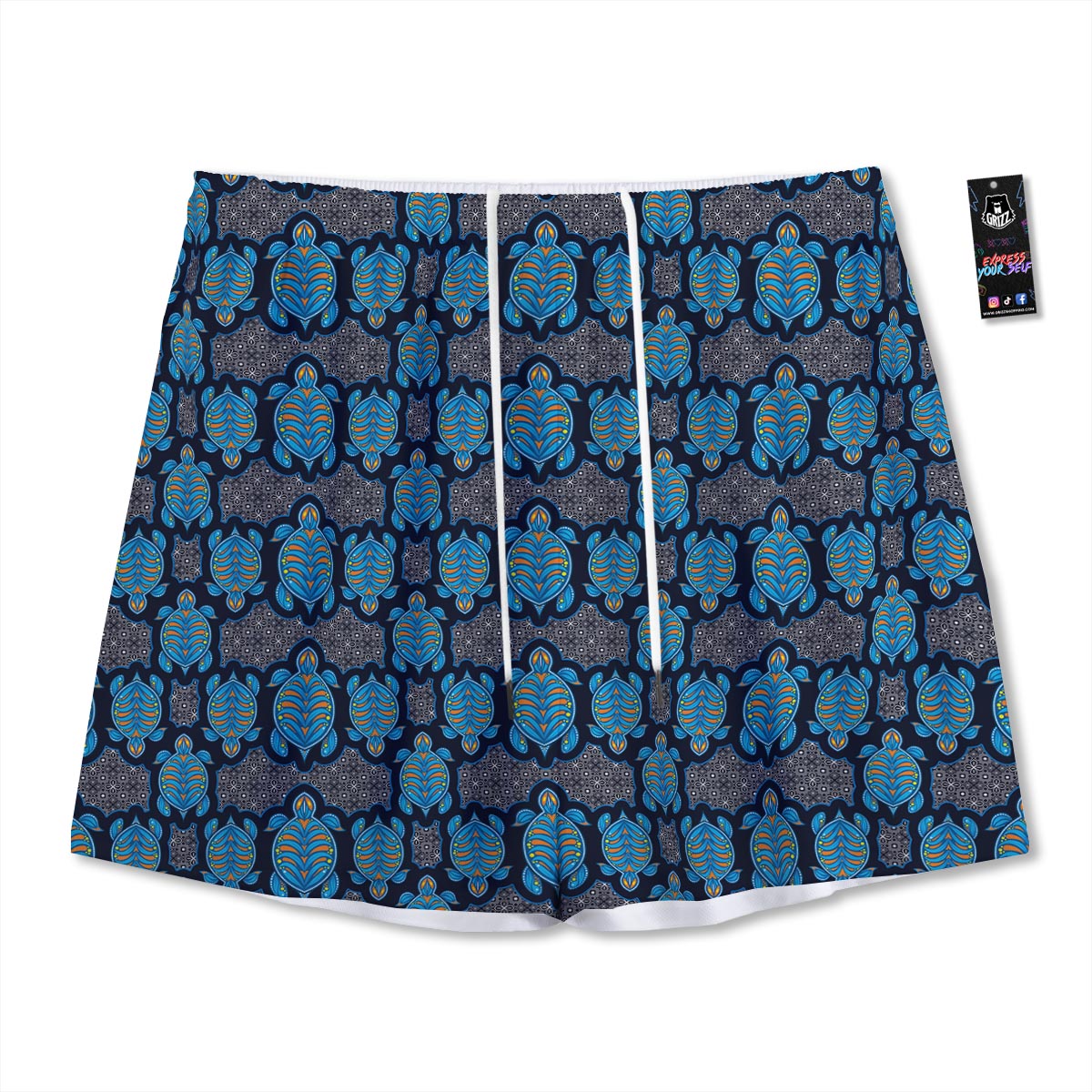Sea Turtle Retro Print Pattern Mesh Shorts