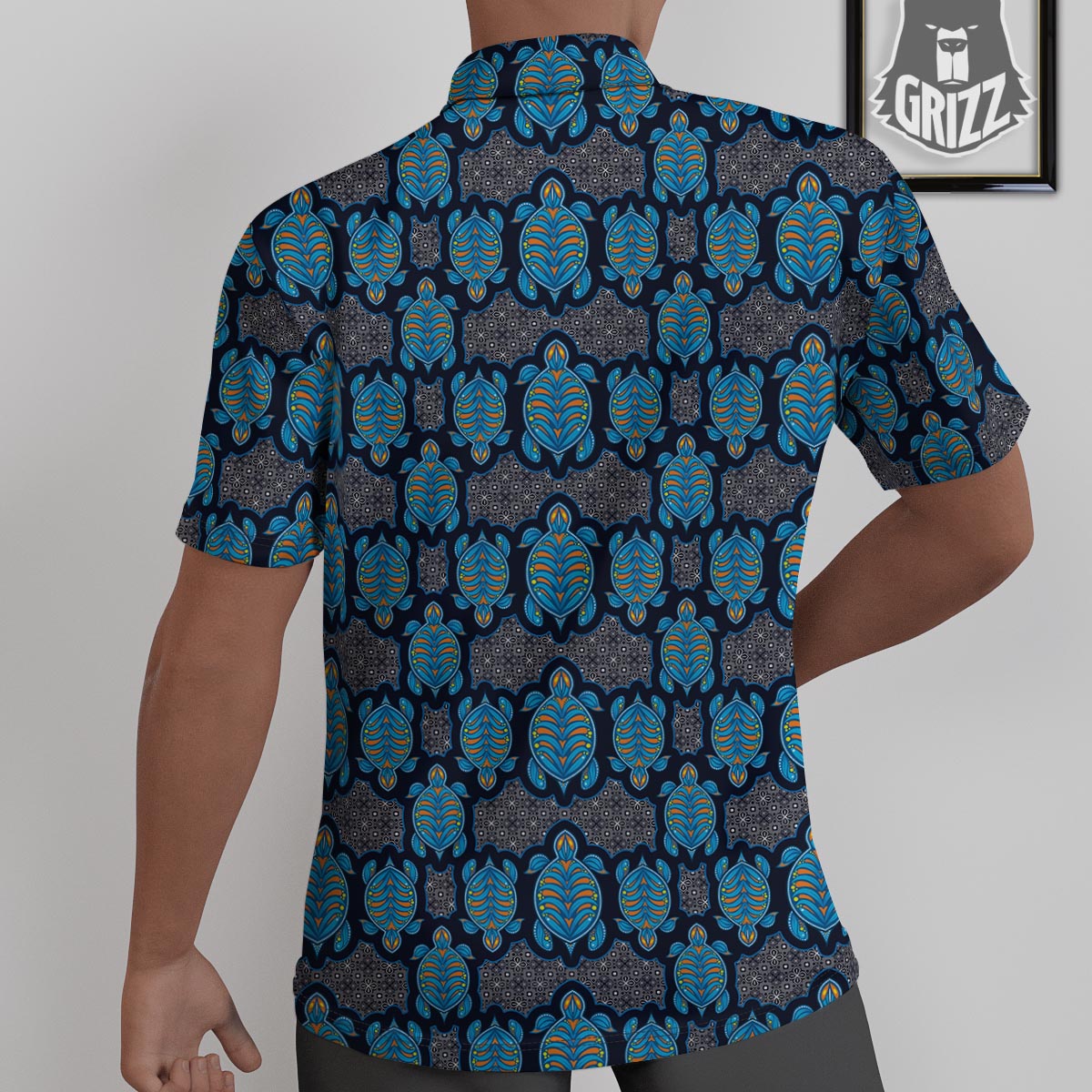 Sea Turtle Retro Print Pattern Untucked Shirts-grizzshop