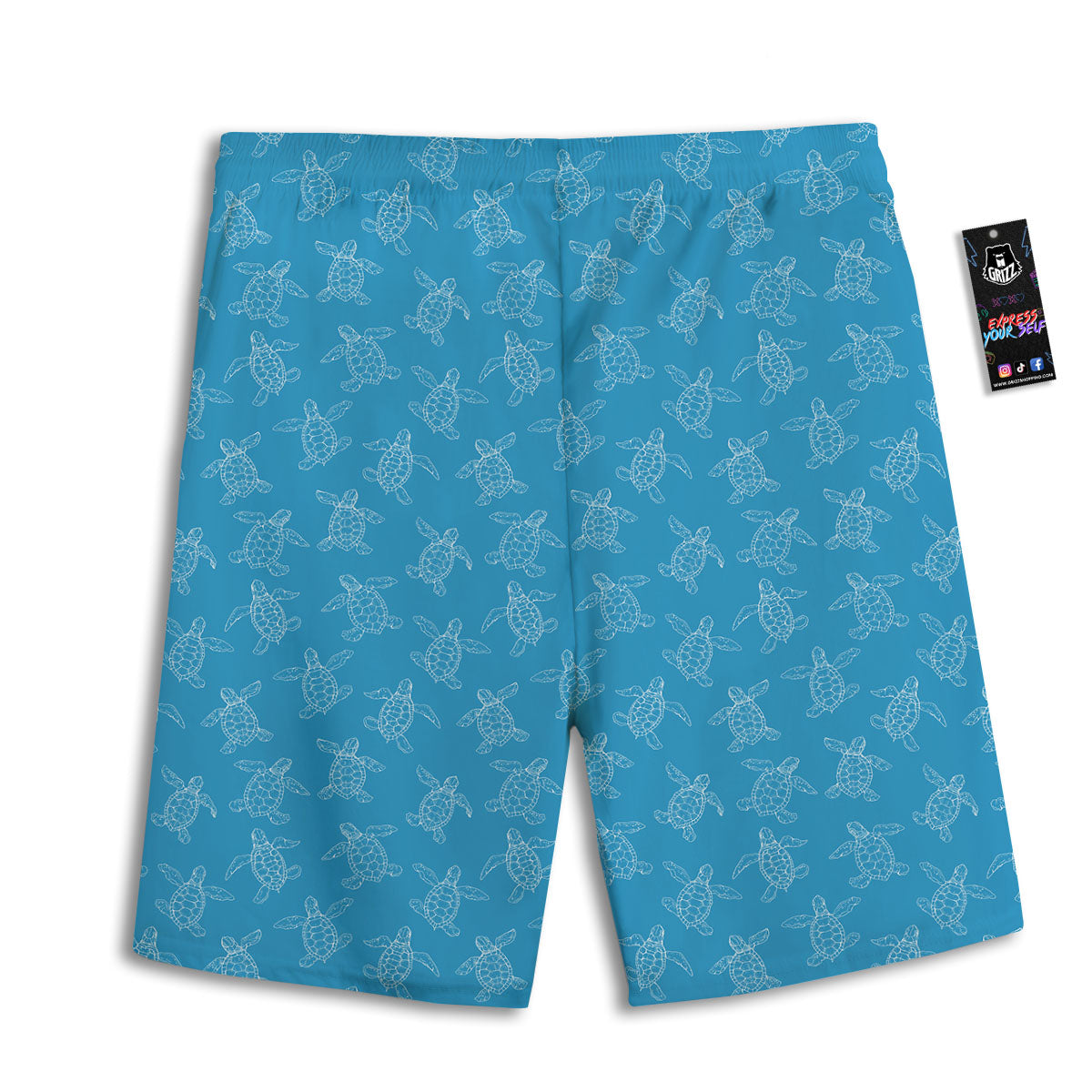 Sea Turtle White And Blue Print Pattern Men's Athletic Shorts