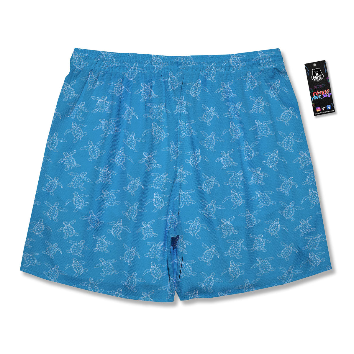 Sea Turtle White And Blue Print Pattern Men's Running Shorts-grizzshop