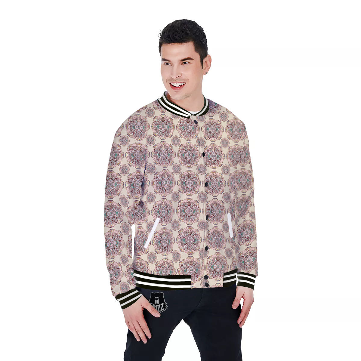 Sea Turtles Ethnic Print Baseball Jacket-grizzshop