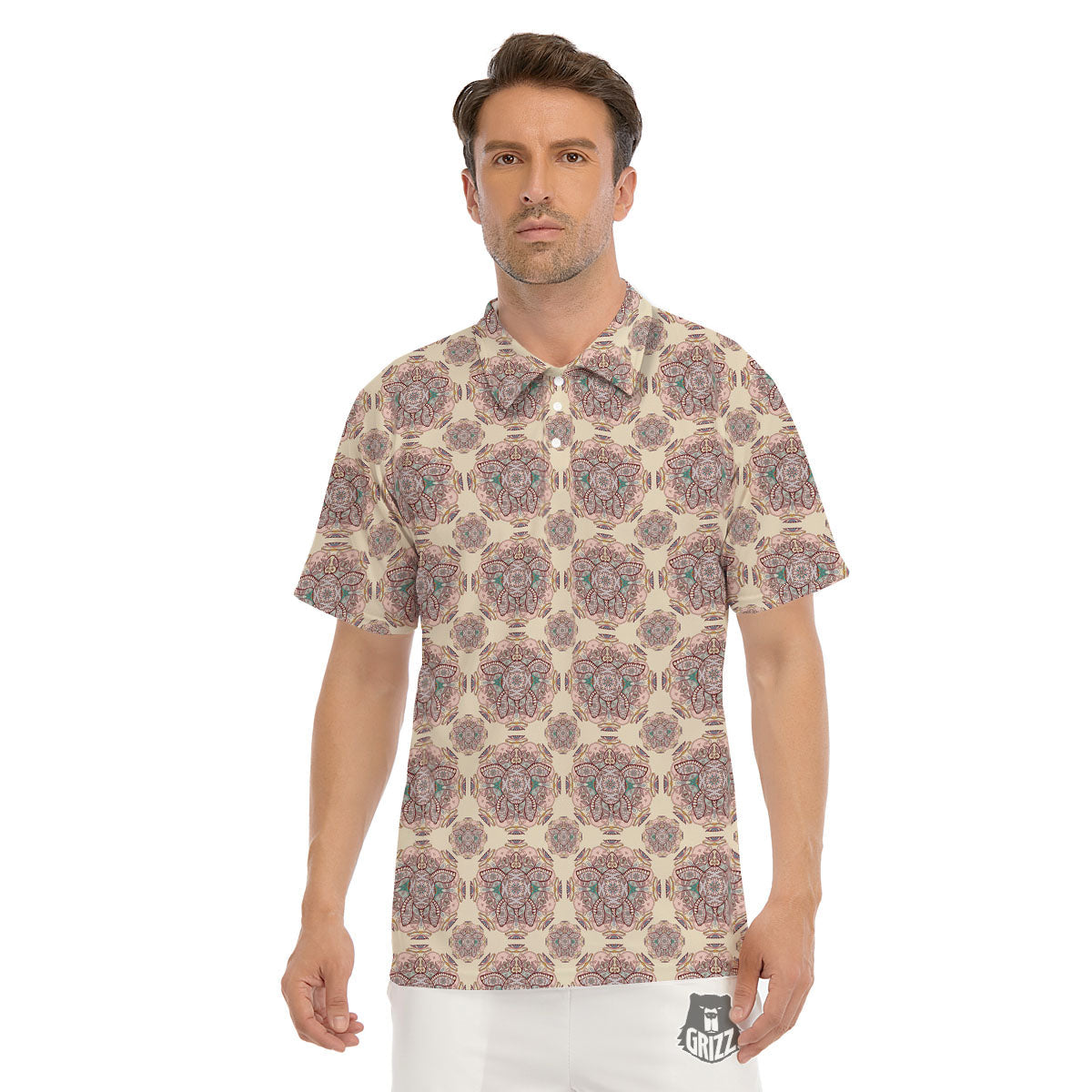 Sea Turtles Ethnic Print Men's Golf Shirts-grizzshop