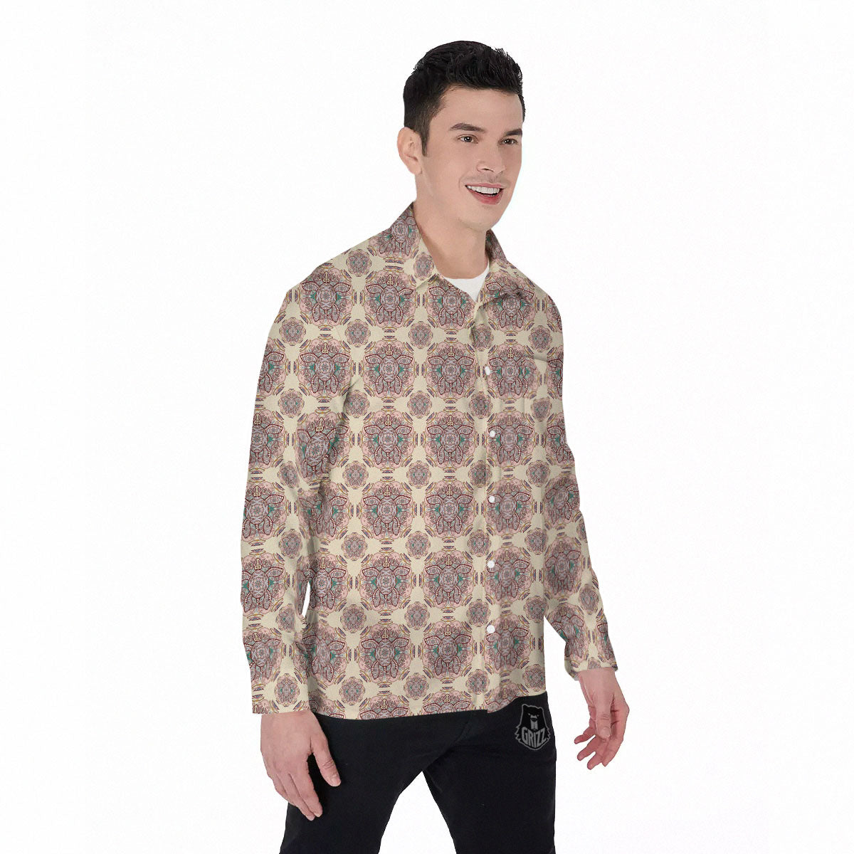 Sea Turtles Ethnic Print Men's Long Sleeve Shirts-grizzshop