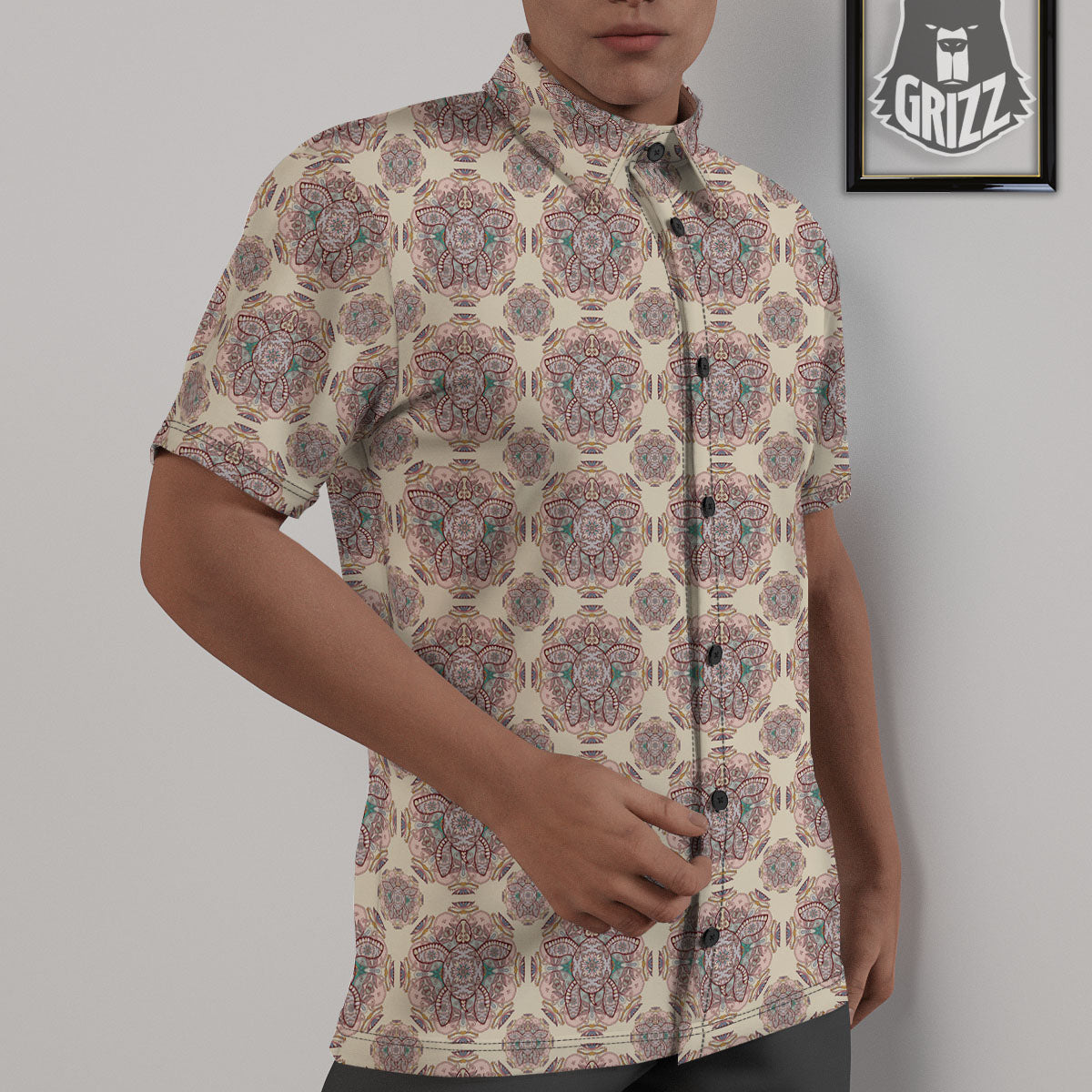 Sea Turtles Ethnic Print Untucked Shirts-grizzshop