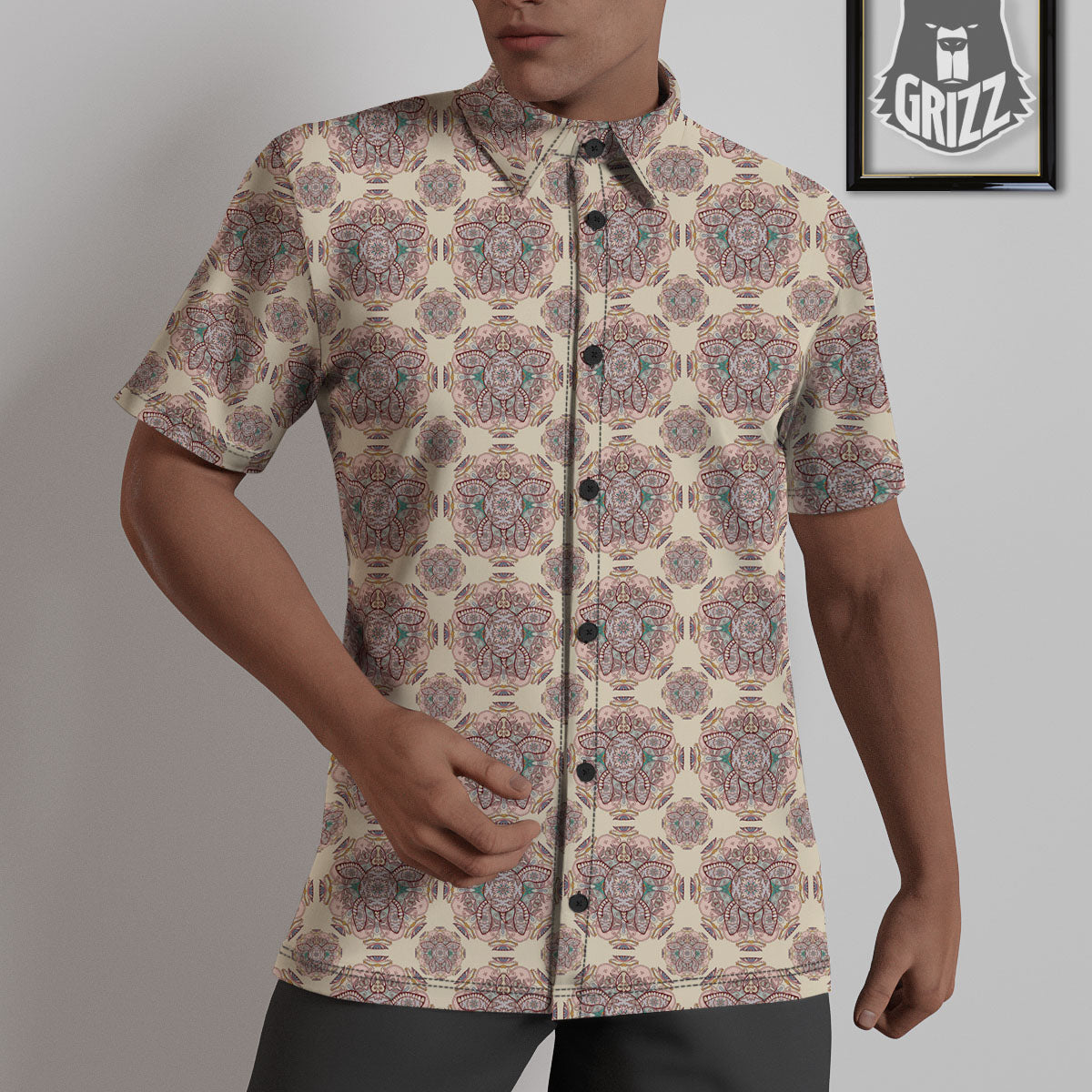 Sea Turtles Ethnic Print Untucked Shirts-grizzshop