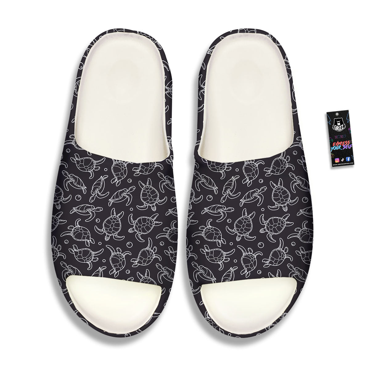 Sea Turtle Black And White Print Pattern Sandals-grizzshop
