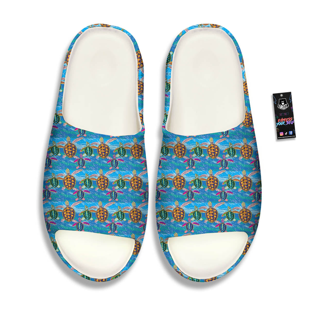 Sea Turtle Colorful Print Pattern Sandals-grizzshop