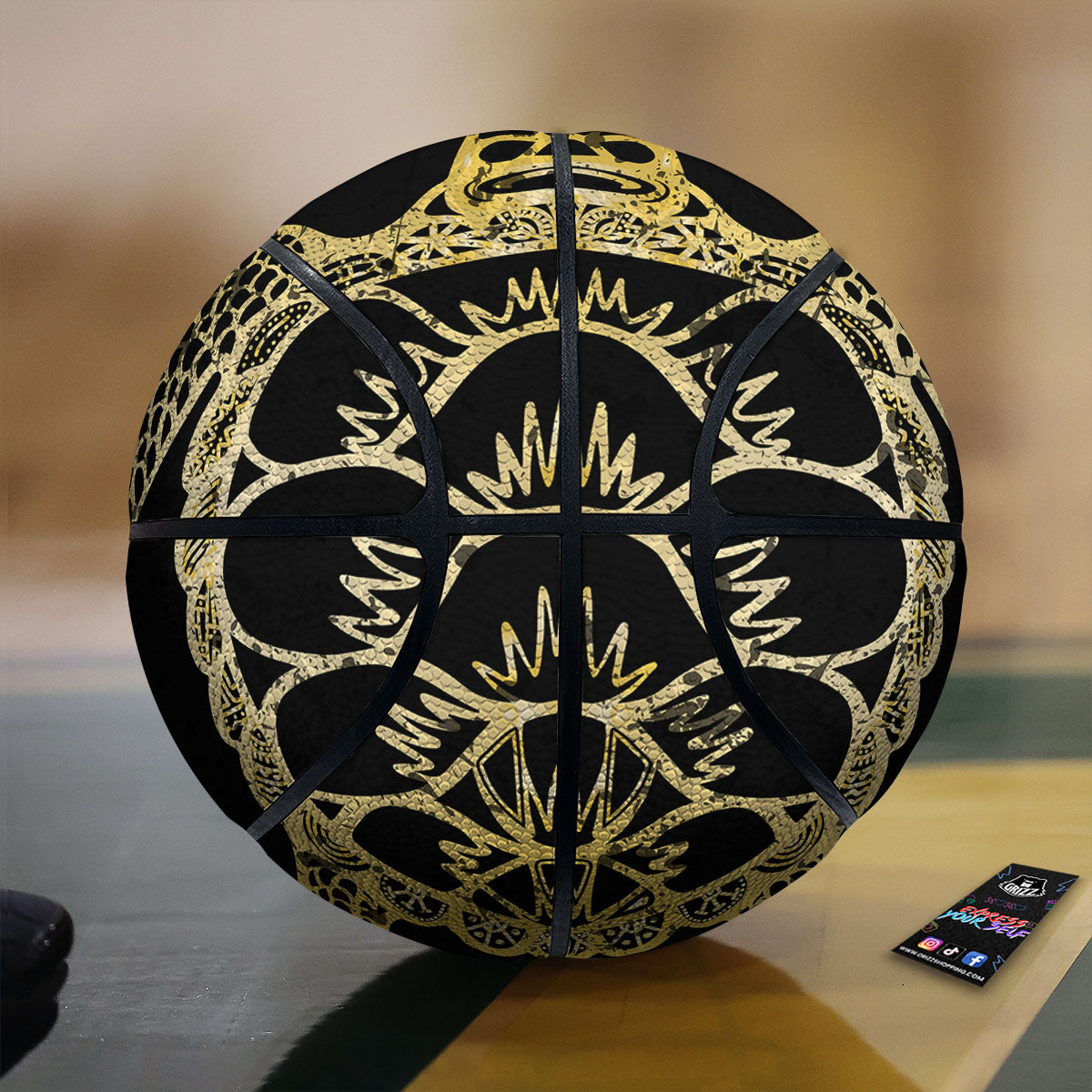 Sea Turtle Gold And Black Print Basketball