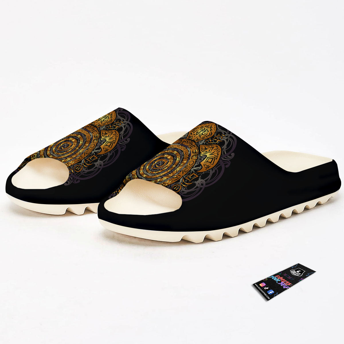 Sea Turtle Golden Tribal Print Sandals-grizzshop
