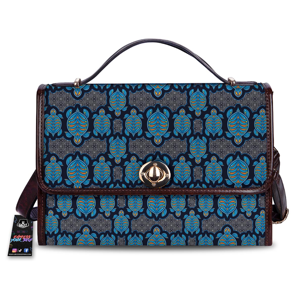 Sea Turtle Retro Print Pattern Women's Satchel Bag