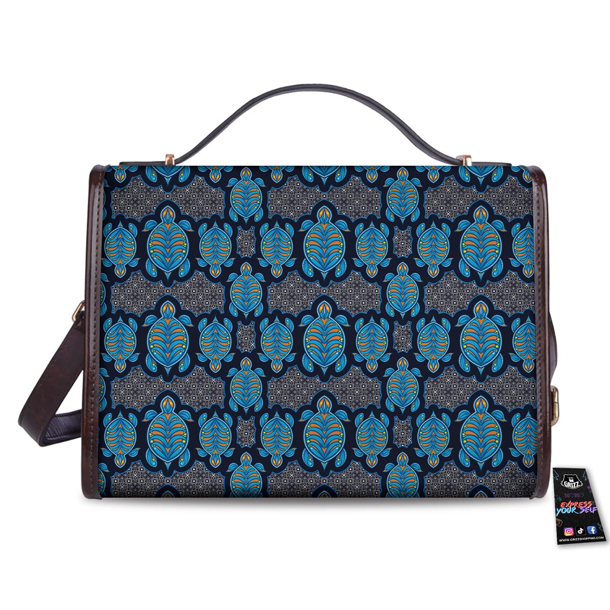 Sea Turtle Retro Print Pattern Women's Satchel Bag