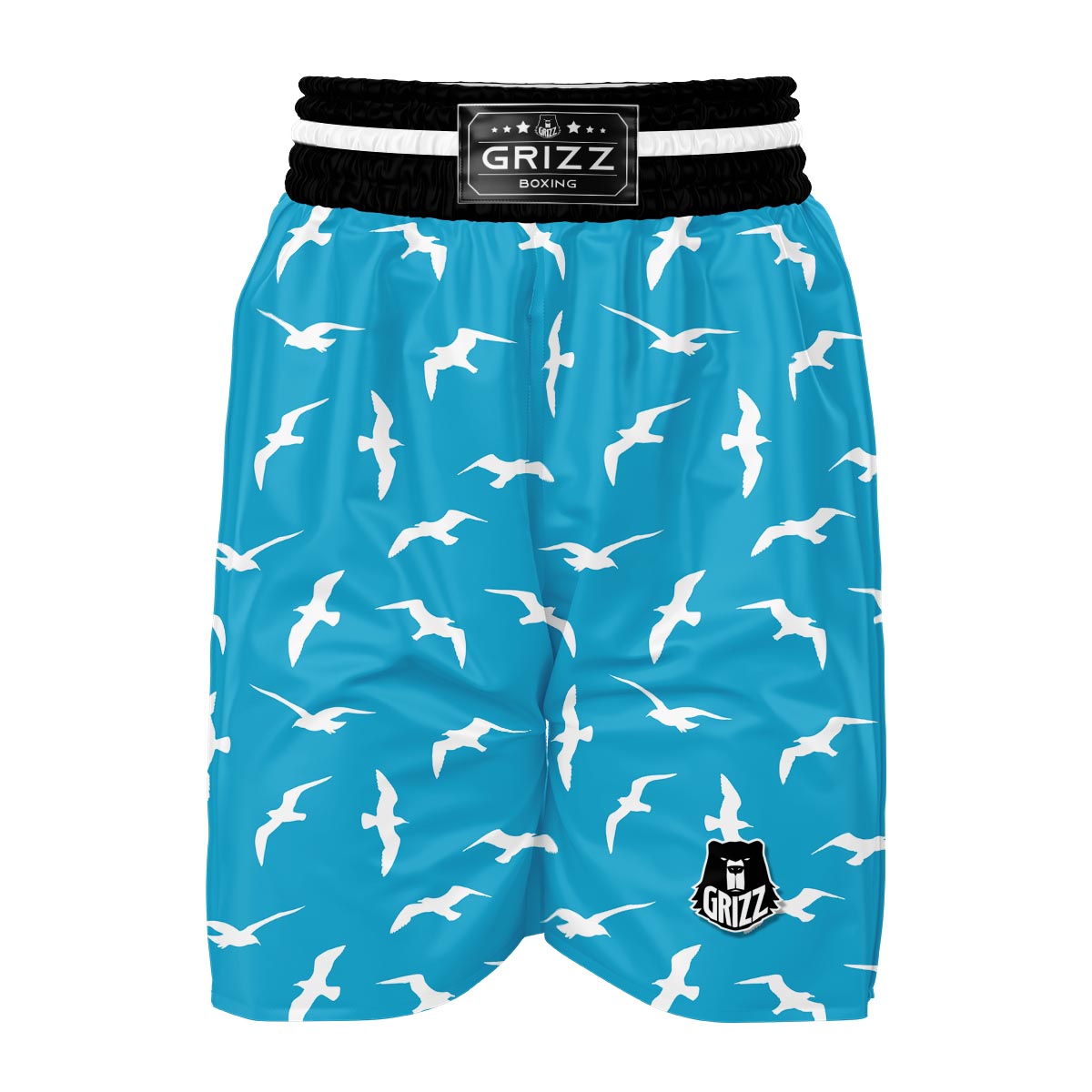 Seagull Pattern Print Boxing Shorts-grizzshop