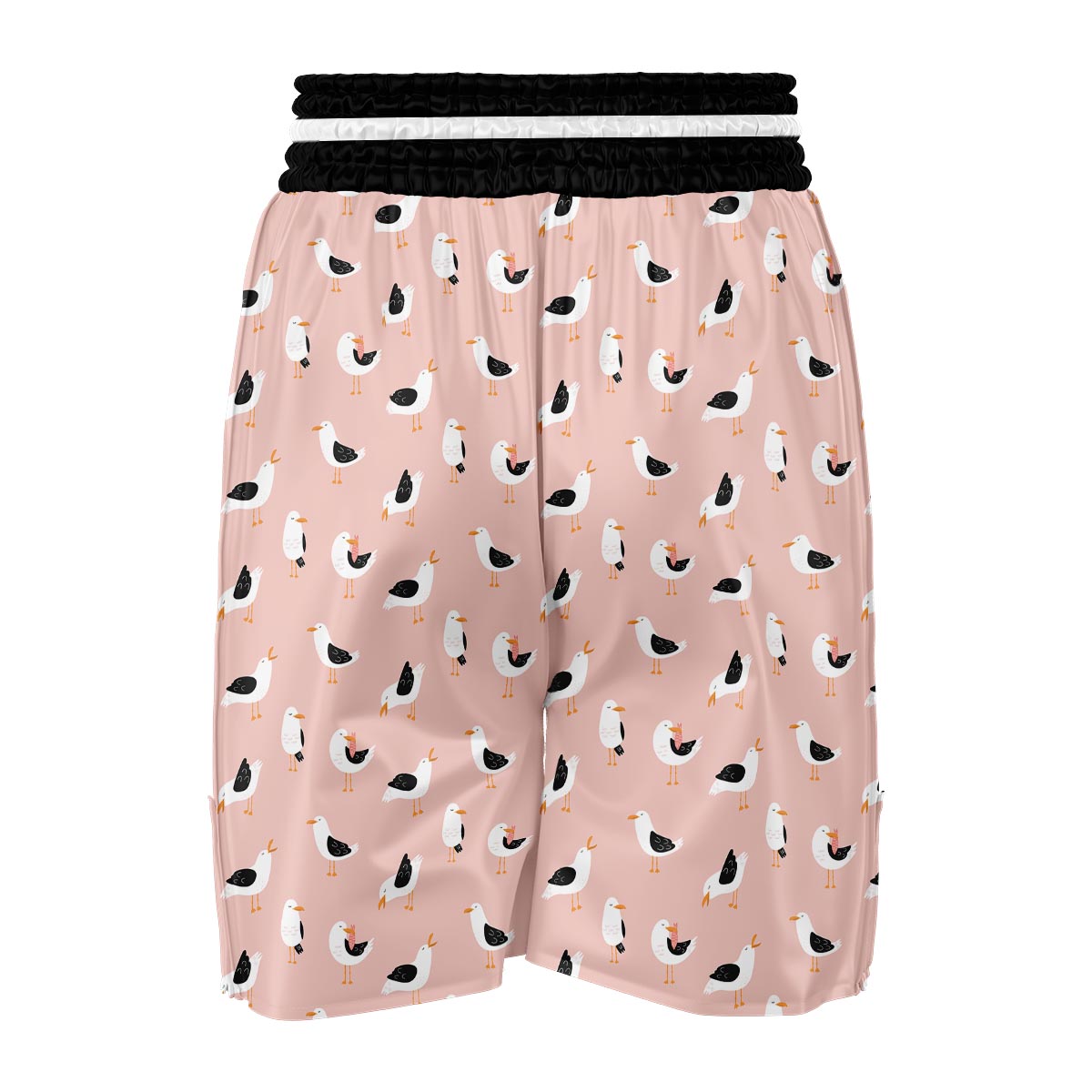 Seagull Pink Pattern Print Boxing Shorts-grizzshop