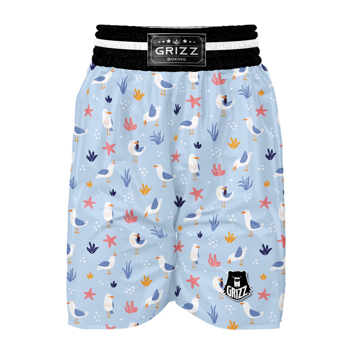 Seagull Print Pattern Boxing Shorts-grizzshop