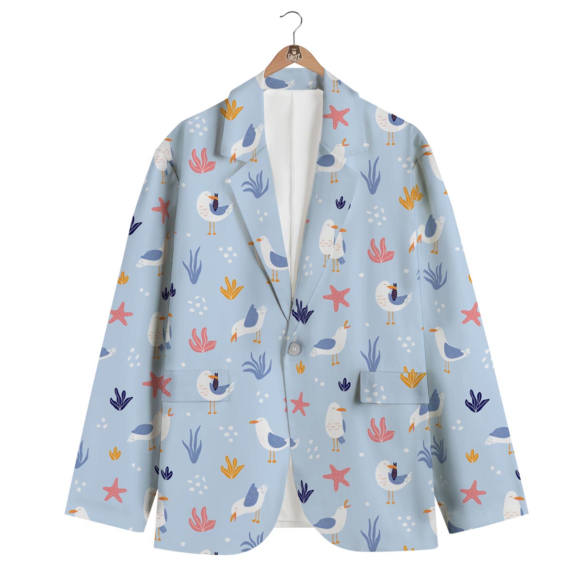 Seagull Print Pattern Men's Blazer-grizzshop