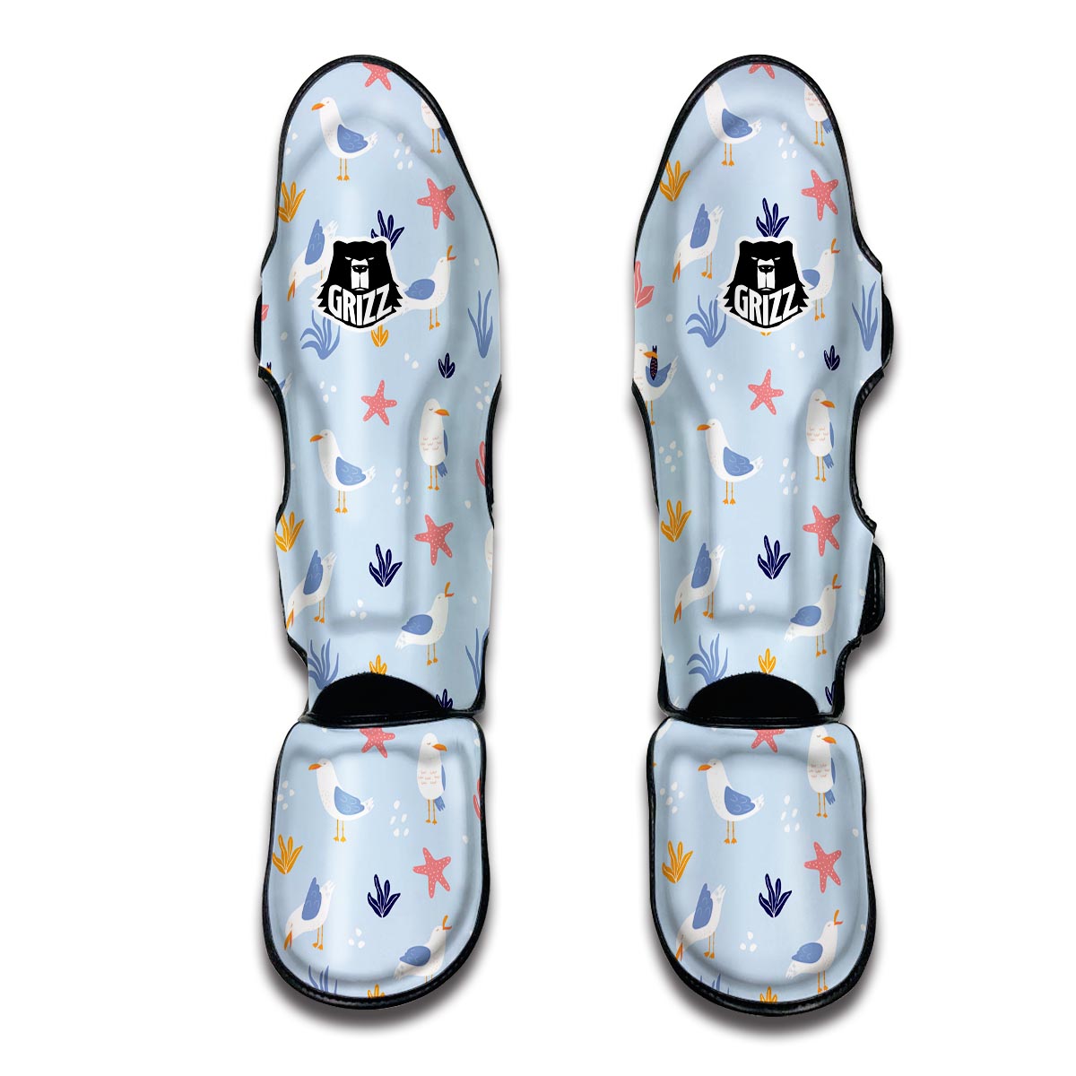 Seagull Print Pattern Muay Thai Shin Guards-grizzshop