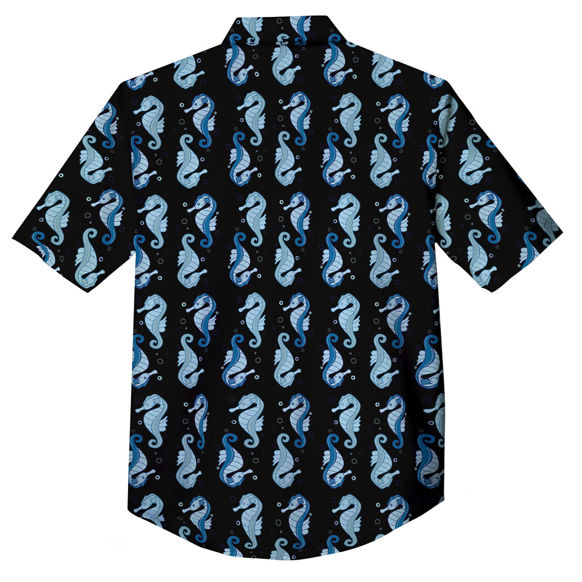Seahorse Blue Print Pattern Button Up Shirt-grizzshop