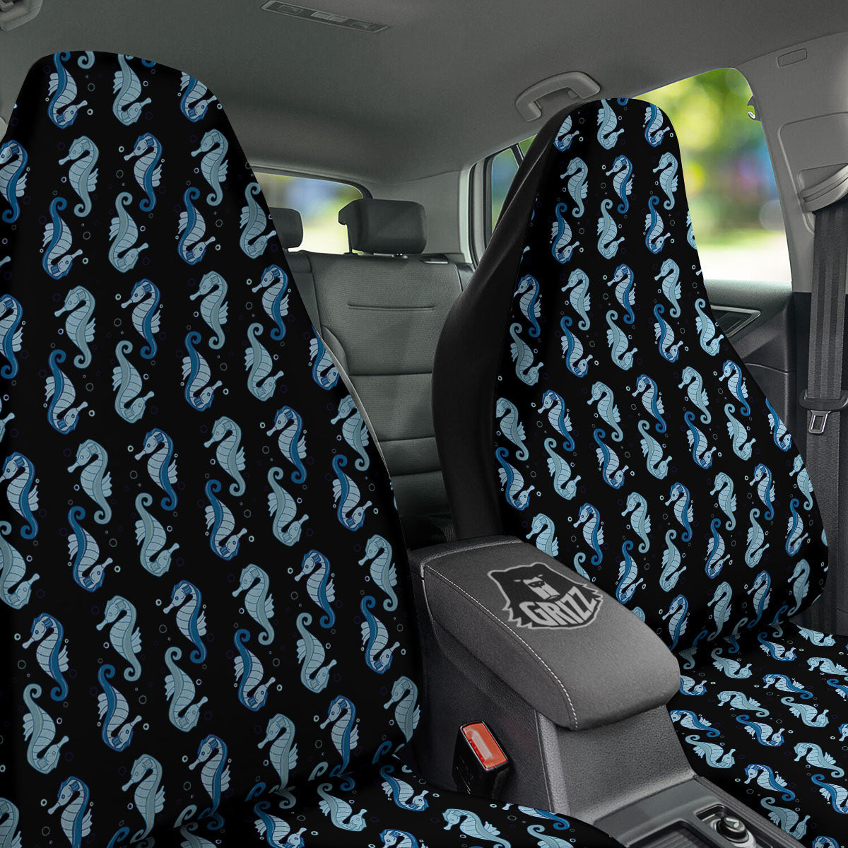 Seahorse Blue Print Pattern Car Seat Covers-grizzshop