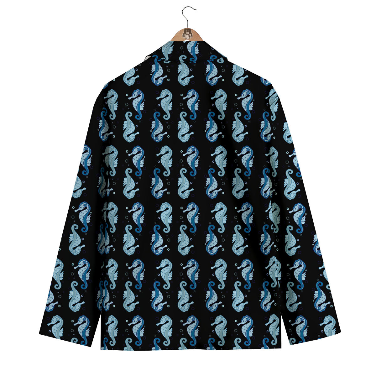 Seahorse Blue Print Pattern Men's Blazer-grizzshop