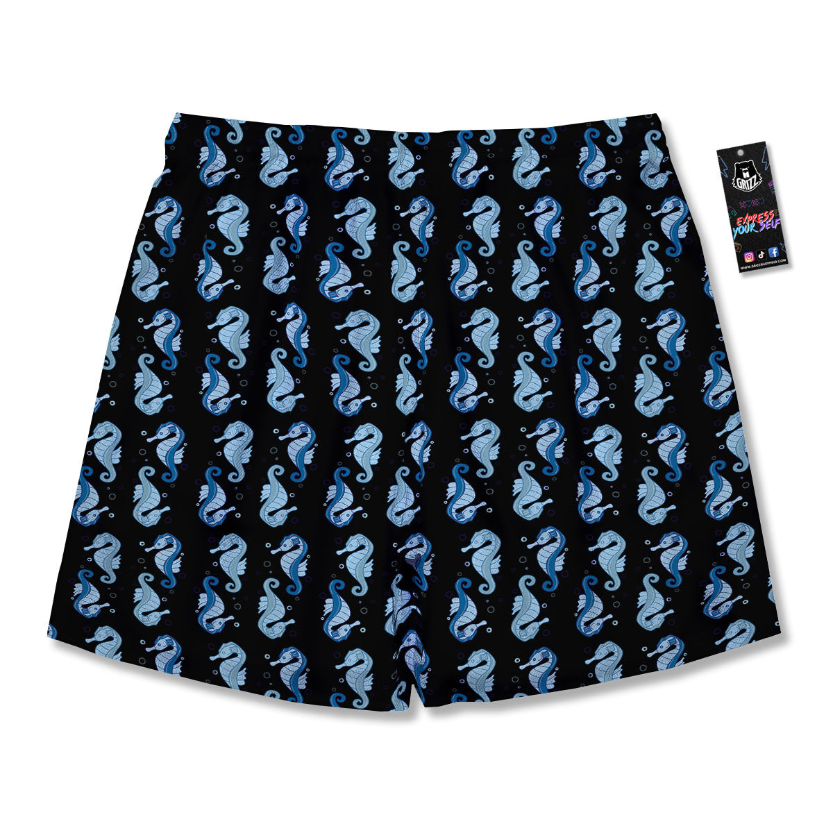 Seahorse Blue Print Pattern Men's Running Shorts-grizzshop