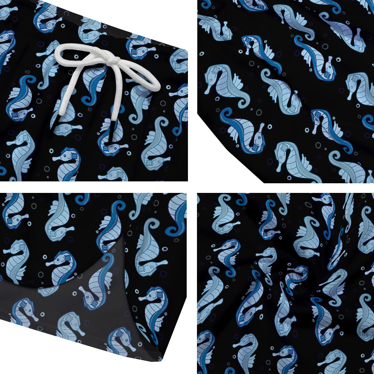 Seahorse Blue Print Pattern Men's Running Shorts-grizzshop