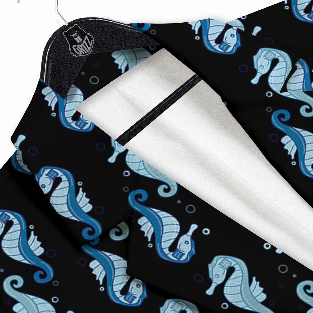 Seahorse Blue Print Pattern Men's Sport Coat-grizzshop