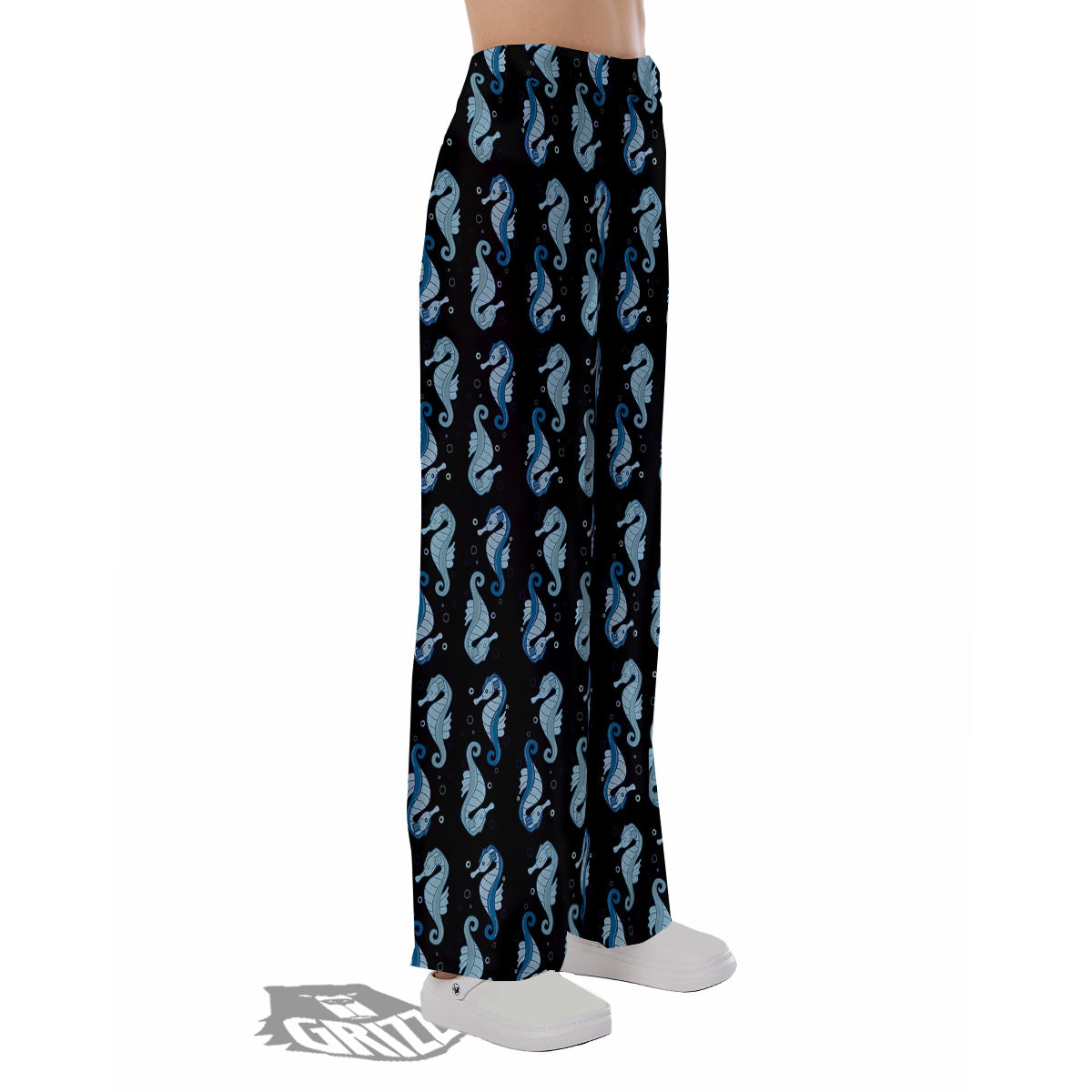 Seahorse Blue Print Pattern Pajama Pants-grizzshop