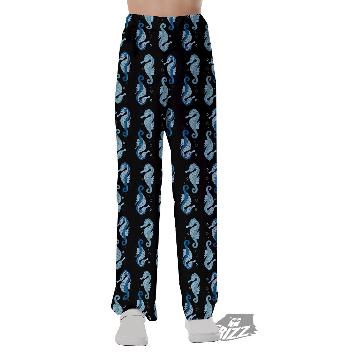 Seahorse Blue Print Pattern Pajama Pants-grizzshop