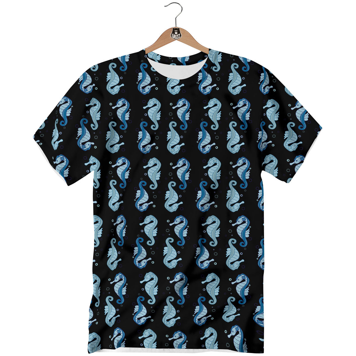 Seahorse Blue Print Pattern T-Shirt-grizzshop