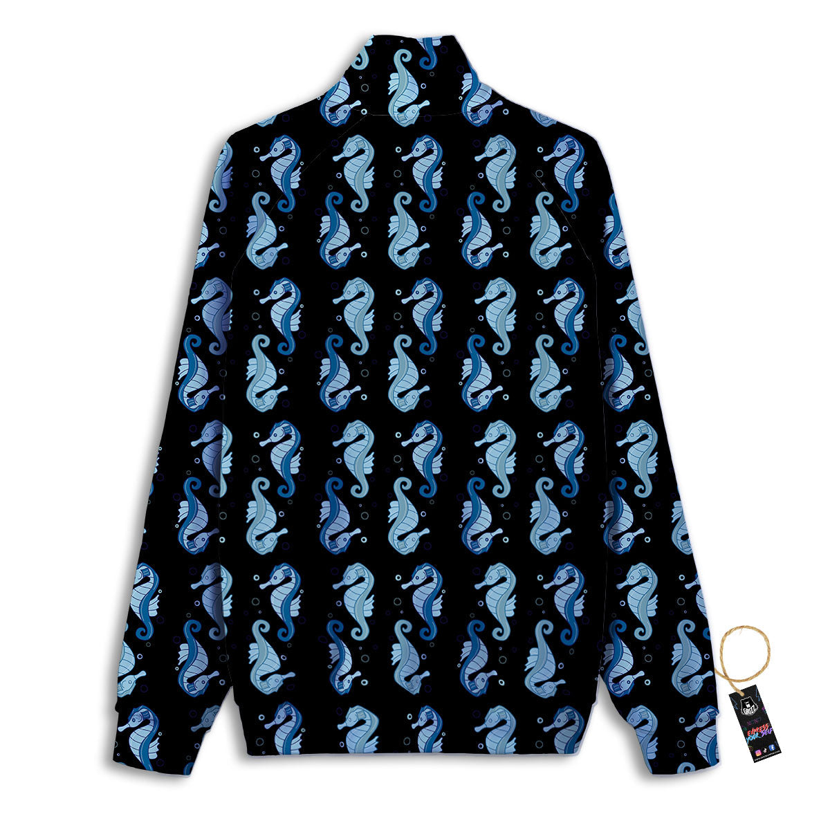 Seahorse Blue Print Pattern Track Jacket-grizzshop