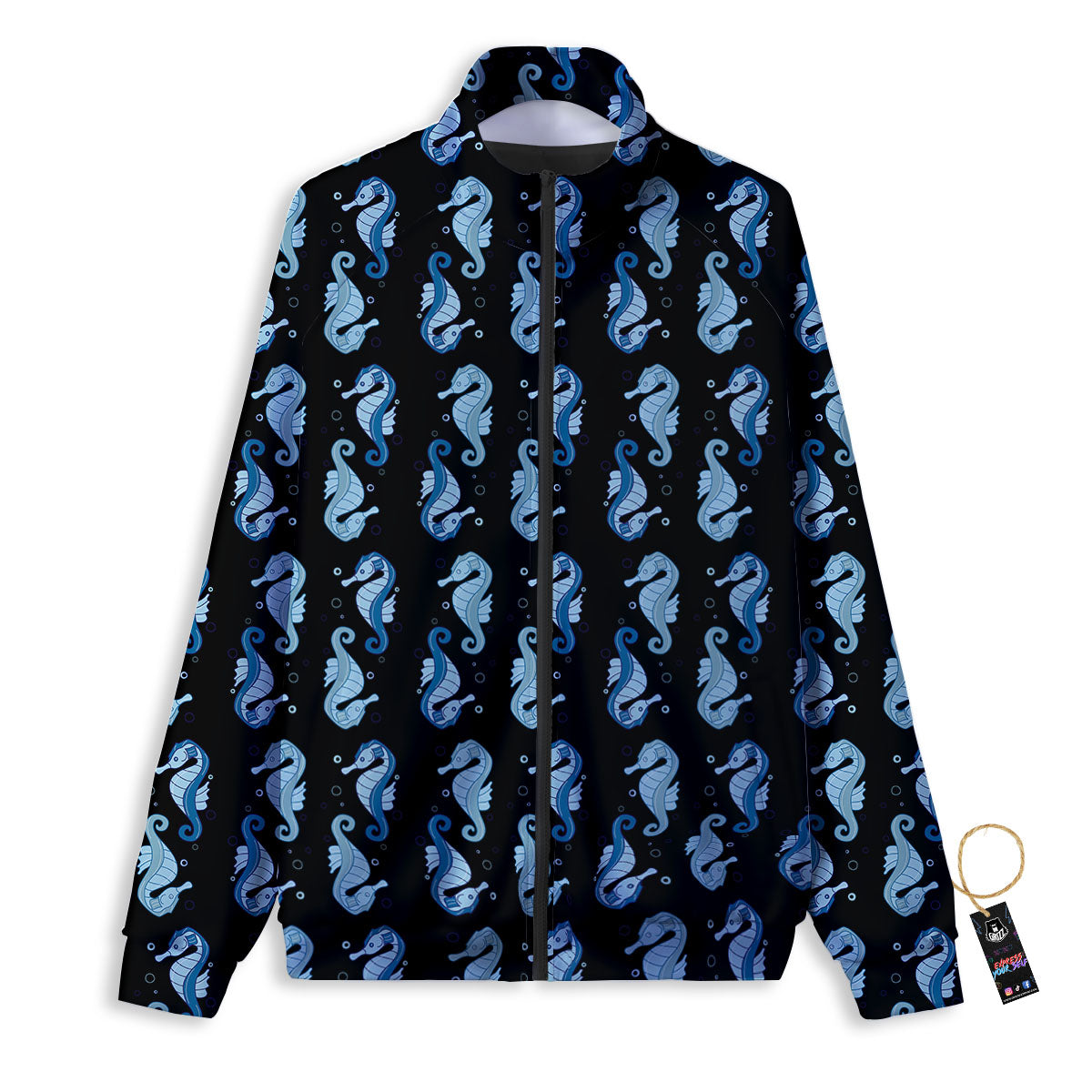 Seahorse Blue Print Pattern Track Jacket-grizzshop
