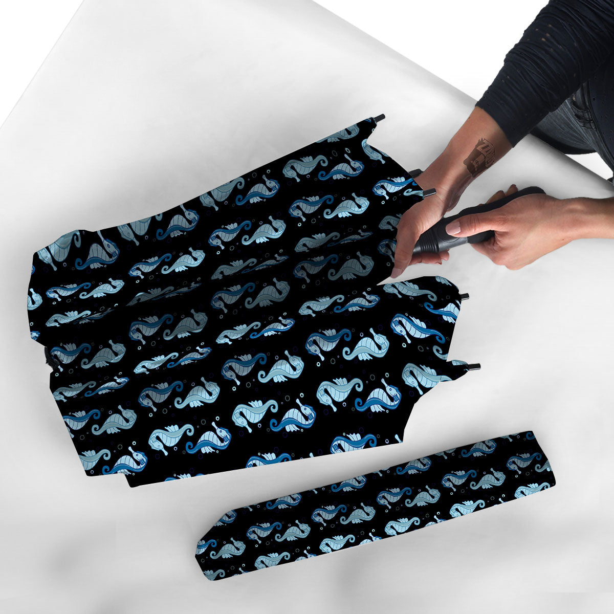 Seahorse Blue Print Pattern Umbrella-grizzshop