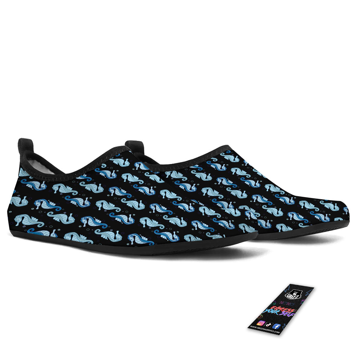 Seahorse Blue Print Pattern Water Shoes-grizzshop